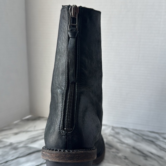 Free People Marquis distressed black leather ankle boot with rear zip block heel - Picture 5 of 10